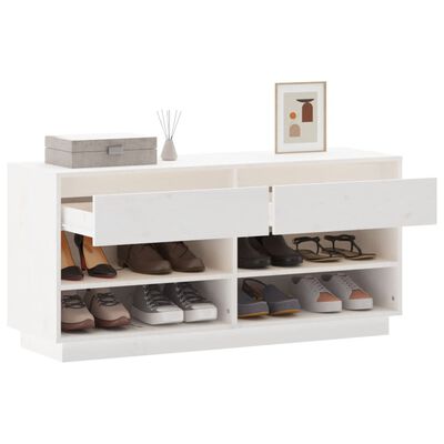 vidaXL Shoe Cabinet White 110x34x52 cm Solid Wood Pine