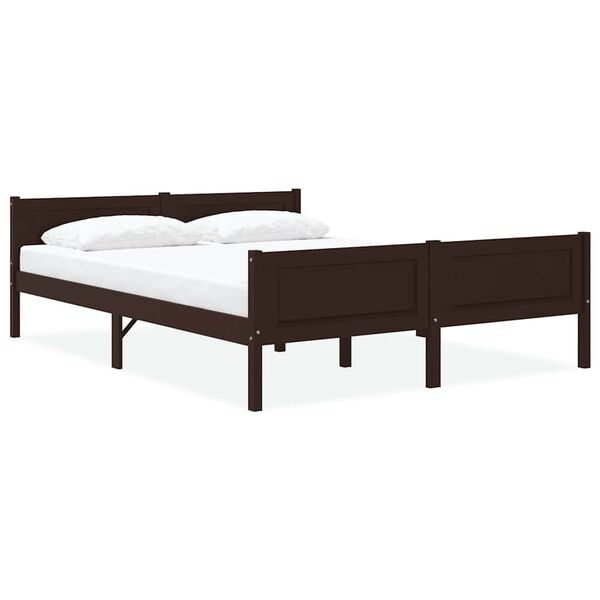 vidaXL Bed Frame without Mattress Solid Pinewood Dark Brown 120x200 cm