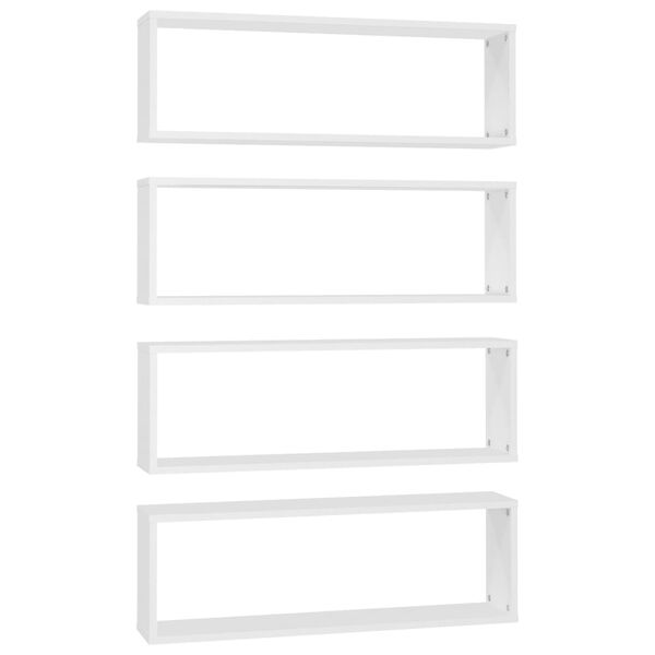 vidaXL Wall Cube Shelf 4 pcs White 80x15x26.5 cm Engineered Wood