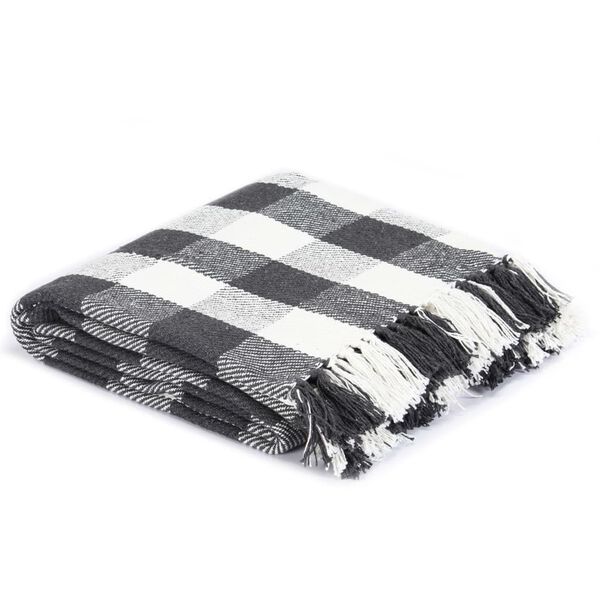 vidaXL Throw Cotton Check 220x250 cm Anthracite