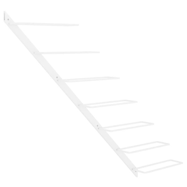 vidaXL Wall-mounted Wine Rack for 7 Bottles White Metal