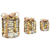 vidaXL Gift Box Decoration 3 pcs Warm white 20 x 20 x 20 cm Rattan