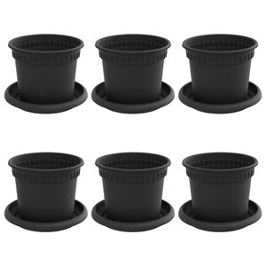vidaXL Plant Pots 6 pcs Black &Oslash; 12.5 x 10 cm Plastic