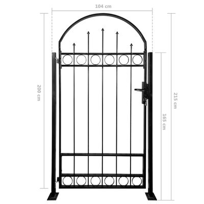 vidaXL Fence Gate with Arched Top and 2 Posts 100 x 200 cm