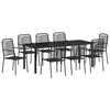 vidaXL Garden Dining Set 9 pcs Black Powder-Coated Steel