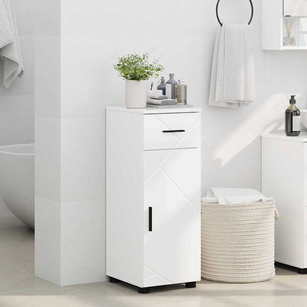 vidaXL Bathroom Cabinet with Drawer High Gloss White 30 x 35 x 80 cm