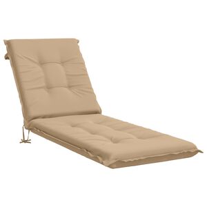 vidaXL Sunlounger Cushion GEMERT 100% Polyester Sand 190 x 60 x 9 cm