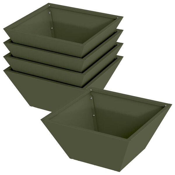 vidaXL Garden Planter 5 pcs Olive Green 35 x 35 x 15 cm