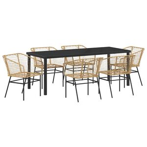 vidaXL Garden Dining Set 7 pcs Brown Poly Rattan