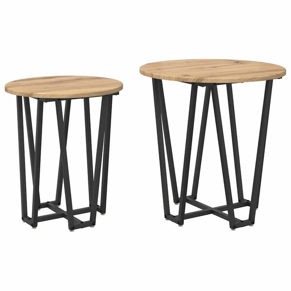 vidaXL Side Table Set 2 pcs Artisan Oak and Black
