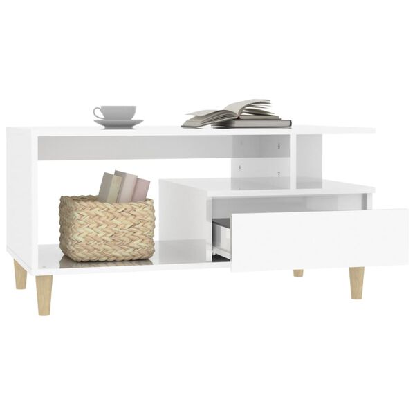 vidaXL Coffee Table High Gloss White 90x49x45 cm Engineered Wood