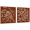 vidaXL Garden Wall Decorations 2 pcs 55x55 cm Corten Steel Rose Design
