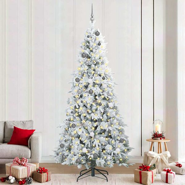 vidaXL Artificial Hinged Christmas Tree White 240 cm PE and PVC