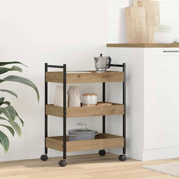 vidaXL Kitchen Trolley Artisan Oak 50 x 30 x 70 cm Engineered Wood