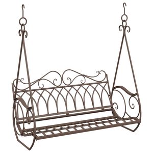 vidaXL Swing Bench Steel 112 x 60 x 126.5 cm Antique Brown