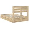 vidaXL Storage Bed with Drawer Sonoma Oak 120 x 190 cm Engineered Wood