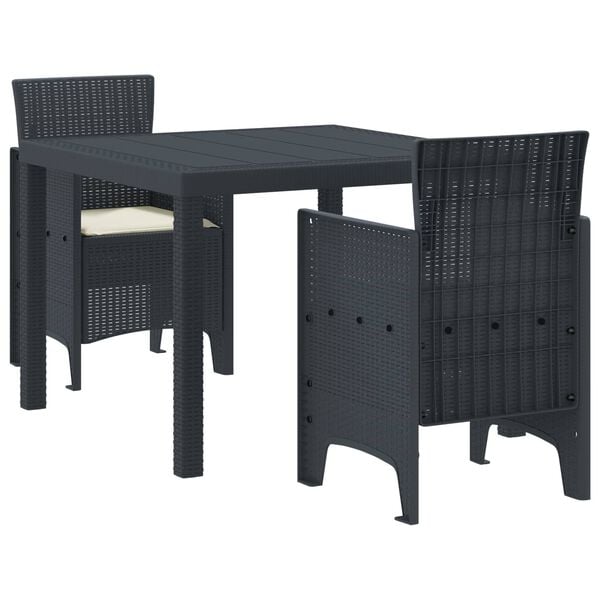 vidaXL Garden Dining Set 3 pcs Anthracite Polypropylene