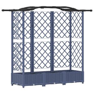vidaXL Raised Bed with Trellis and Roof Grey 163 x 40 x 126 cm PP