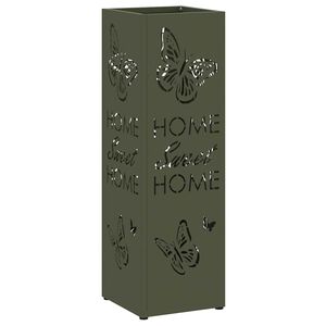 vidaXL Umbrella Stand with Storage Olive 15.5 x 15.5 x 49 cm Metal