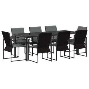 vidaXL Garden Dining Set 9 pcs Black and Anthracite 200 x 80 x 73 cm