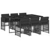 vidaXL 7 Piece Garden Dining Set with Cushions Black Poly Rattan