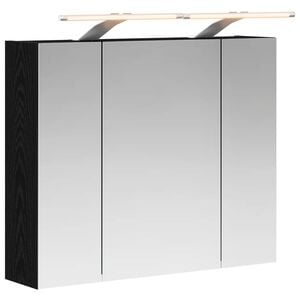 vidaXL Bathroom Mirror Cabinet Black Oak 60 x 14.5 x 50 cm