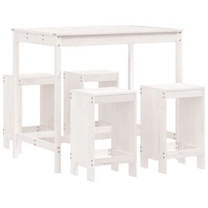 vidaXL 5 Piece Garden Bar Set White Solid Wood Pine