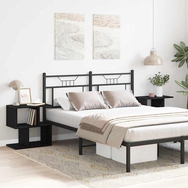 vidaXL Bedside Cabinet 2 pcs Black Oak 50 x 30 x 51,5 cm