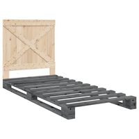 vidaXL Bed Frame with Headboard Grey 90x200 cm Solid Wood Pine