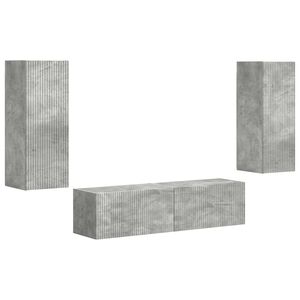 vidaXL TV Cabinet Set Wall-mounted 2 pcs Concrete Grey Engineered Wood