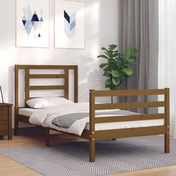 vidaXL Bed Frame without Mattress Honey Brown 90x200 cm Solid Wood