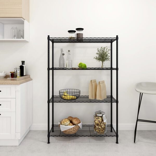 vidaXL 4-Tier Storage Shelf 90x35x137 cm Black 200 kg