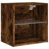 vidaXL Bedside Cabinets with LED Lights Wall-mounted 2 pcs Smoked Oak