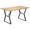vidaXL Dining Table | Brown and black | Solid mango wood and powder-coated iron
