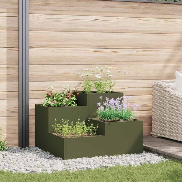 vidaXL Garden Planter Olive green 100 x 100 x 60 cm Steel