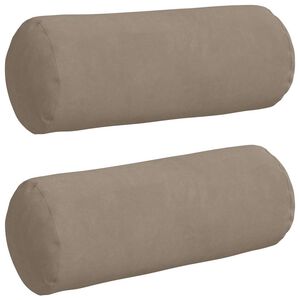 vidaXL Bolster Pillows 2 pcs Taupe Ø 15 x 40 cm Microfibre Fabric