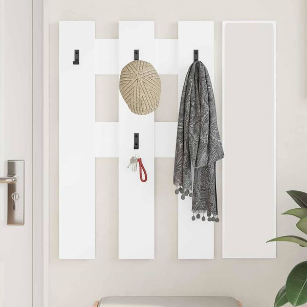 vidaXL Wall-Mounted Coat Rack White 65 x 3 x 100 cm Engineered wood