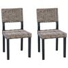 vidaXL Dining Chair GENDT 2 pcs Kubu Rattan Black Wash 46 x 55 x 84 cm