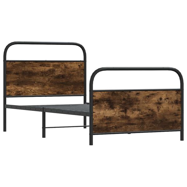 vidaXL Bed Frame Without Mattress 90x200 cm Smoked Oak Engineered Wood