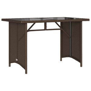 vidaXL Garden Table with Glass Top Brown 110x68x70 cm Poly Rattan