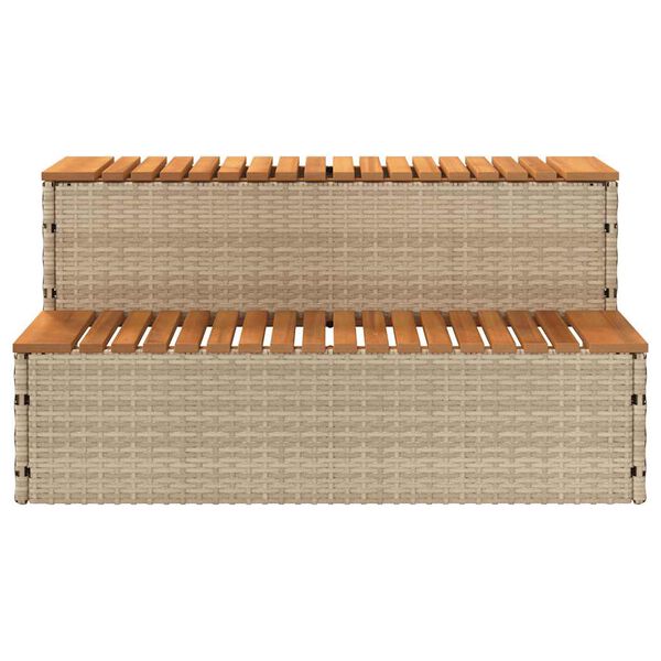 vidaXL Hot Tub Step Beige 100x50x50.5 cm Poly Rattan and Solid Acacia
