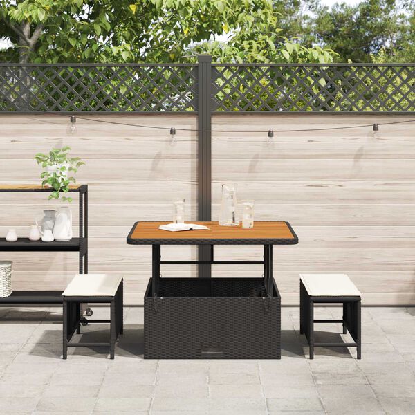 vidaXL Garden Dining Set Black Poly Rattan