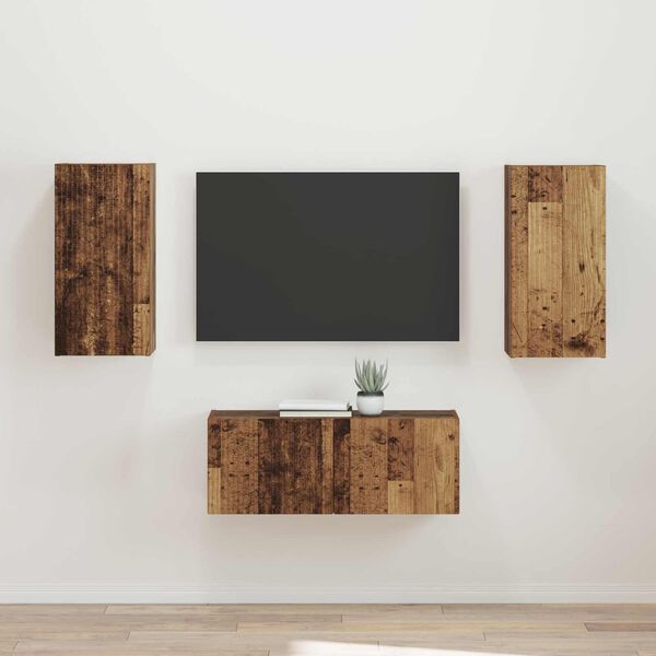 vidaXL TV Cabinet Set Wall-mounted 2 pcs Old Wood Engineered Wood