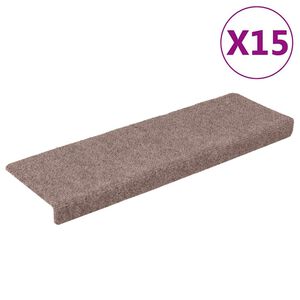 vidaXL Stair Mats Self-adhesive 15 pcs 65x21x4 cm Light Brown Rectangular Edge