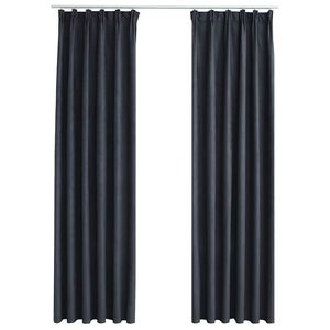vidaXL Blackout Curtains with Hooks 2 pcs Anthracite 140x175 cm