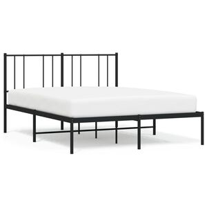 vidaXL Metal Bed Frame without Mattress with Headboard Black 160x200cm