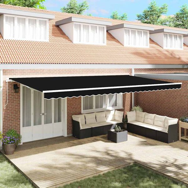 vidaXL Retractable Awning Black 600 x 350 cm Polyester and Metal