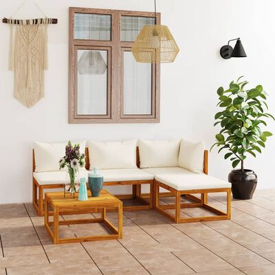 vidaXL 5 Piece Garden Lounge Set with Cushions Solid Wood Acacia (UK/IE/FI/NO only)