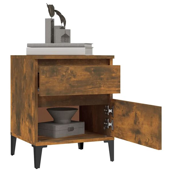 vidaXL Bedside Cabinet Smoked Oak 40x35x50 cm