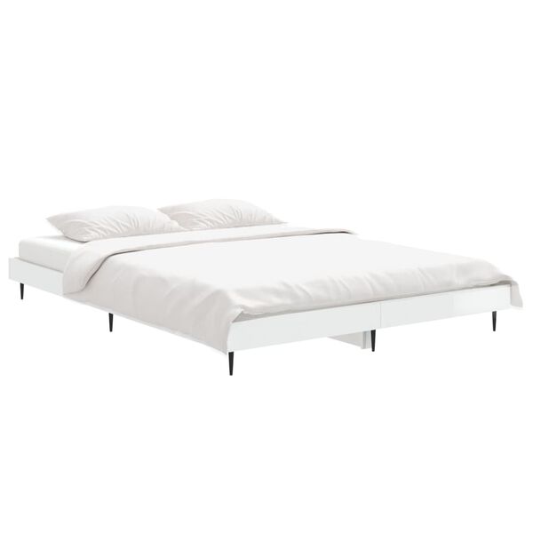 vidaXL Bed Frame without Mattress High Gloss White 140x190 cm